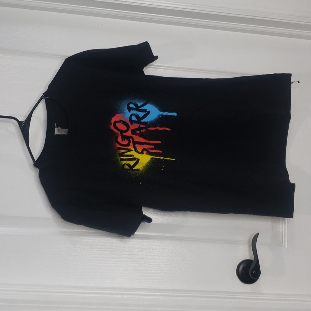 Ringo Starr Rock Star Musician Beatles Black T-Shirt Size Small